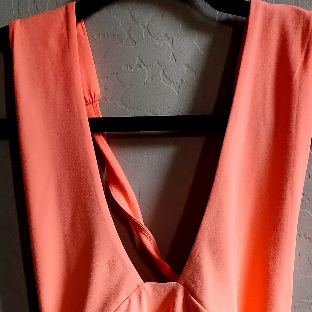 Reo Ria Neon Orange Swimsuit Size S Low Plunge Neckline Snap Crotch Small Flaw